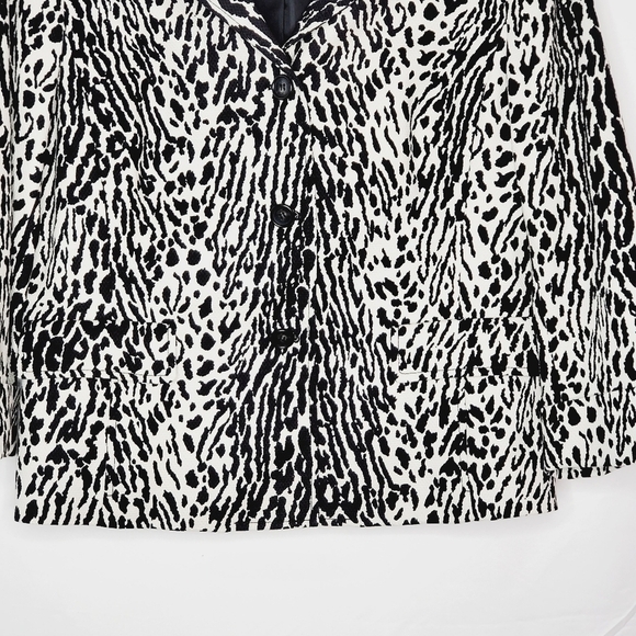 Talbots Textured Lined Blazer Size 16 Button Front Jacket Animal Print Office - Picture 3 of 13